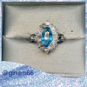EUC Sterling Silver Lab Created Blue Topaz